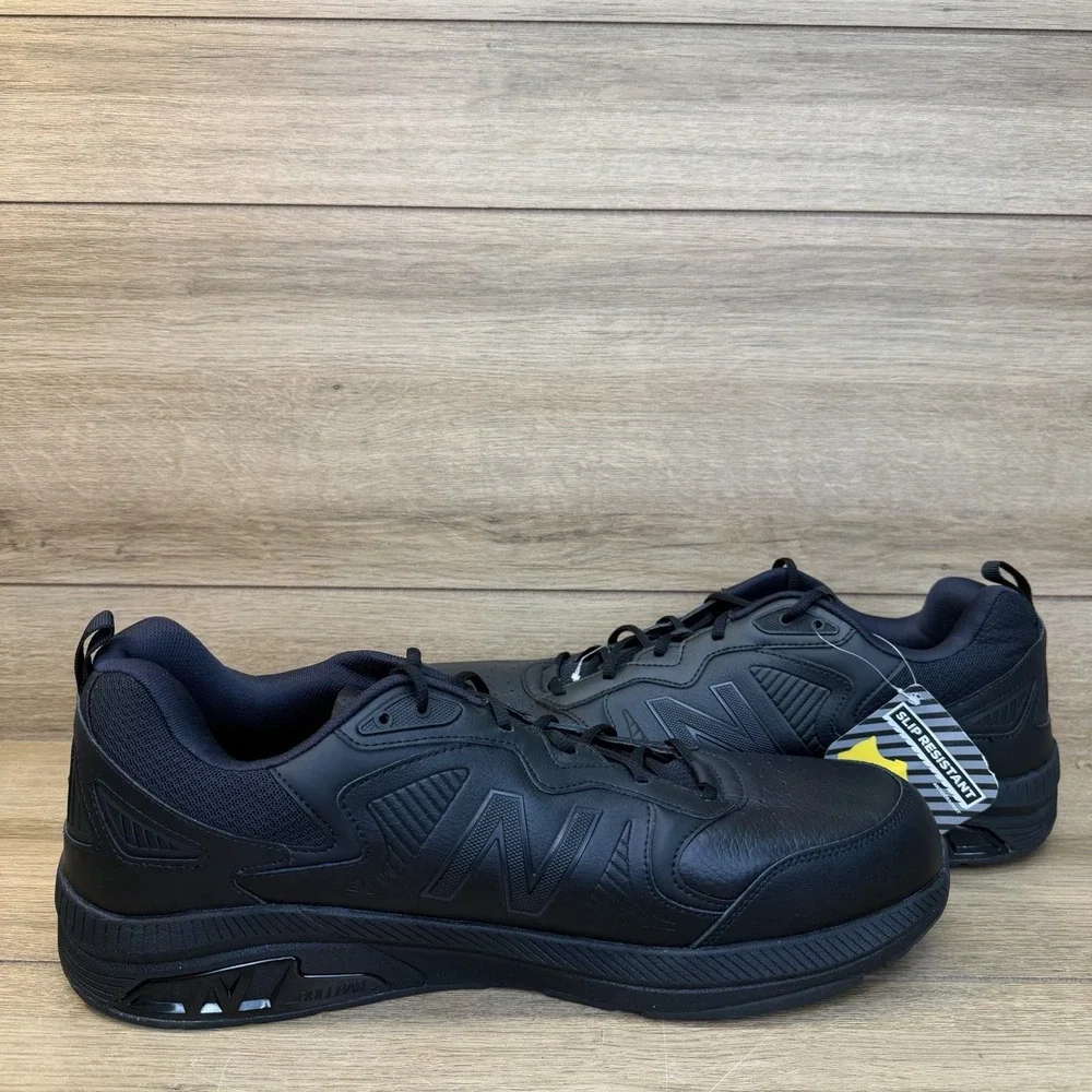 New Balance 857v3 Slip Resistant Shoes Men Size 18 Black Leather Work Sneaker